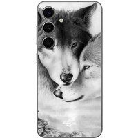 Maniacase Beschermhoes Samsung Galaxy S25 Plus Le loup et la louve Animal noir et blonc
