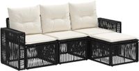vidaXL Tuinbankenset 4-delig Zwart en Crèmewit Polyrattan