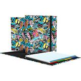 Grafoplás 4 ringmappen met vervanging, A4, inclusief 100 geruite 5 x 5 vellen, scheidingsbladen, transparante envelop, bits en bobs pop-up design, NYC, carpebook, FSC