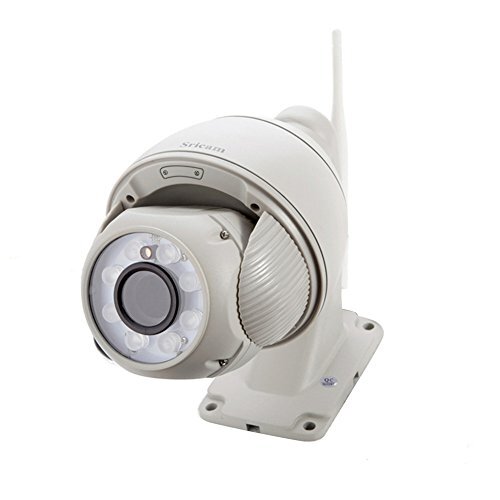 Sricam Netwerkcamera HD 720p, wifi, camcorder camera's binnen, WLAN P2P IR, nachtzicht, bewegingsdetectie PTZ Mini CCTV camera met microfoon en luidspreker voor huis, kinderen, huisdieren, wit