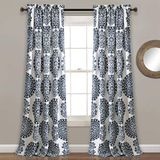 Lush Decor Evelyn Medaillon Kamer Verduistering Raamgordijn Paneel Paar, 84" x 52" + 2" Header, Navy