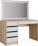 Vicco Kaptafel met licht Sherry, Wit/Sonoma, 120 cm met LED-spiegel