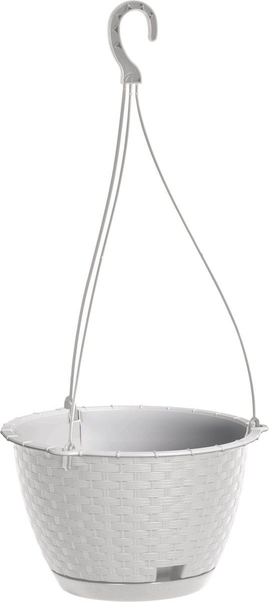 Prosperplast Hangende plantenpot/bloempot kunststof dia 22 cm parel wit