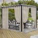 LORDTEX Set van 2 Waterdichte transparante gordijnen in jute-look in linnenlook voor terras, veranda, hut, pergola en prieel - Gordijnen voor binnen en buiten met oogjes, 132 x 274 cm, Linnen