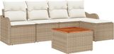 vidaXL Tuinbank Set Beige Polyrattan