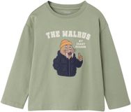 Vertbaudet Shirt met lange mouwen voor jongens Saliegroen Katoen Printopdruk Ronde hals