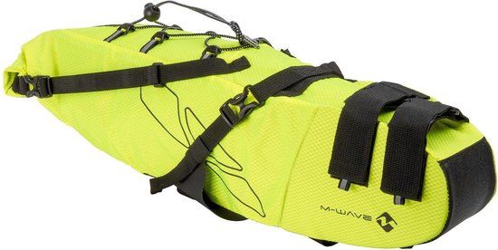 M-wave Zadeltas Rough Ride L - 11 Liter - Nylon - Geel/zwart