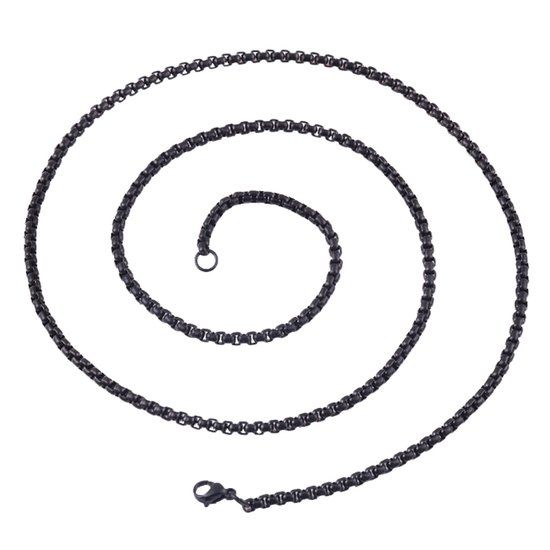 LGT JWLS LGT Jewels schakel ketting Edelstaal Venetiaans Zwart - 4mm - 66cm