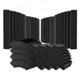 VEVOR Akoestische schuimpanelen, set van 4, 42x16x30cm, zelfklevende geluidsisolerende wandpanelen, akoestische panelen, akoestische schuimmatten voor studiowanden en -plafonds, zwart