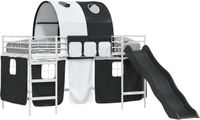 vidaXL Lit superposé pour enfants avec rideaux Blanc et Noir 100 x 200 cm