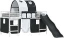 vidaXL Lit superposé pour enfants avec rideaux Blanc et Noir 100 x 200 cm
