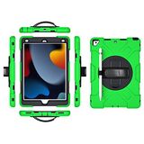 iPad Air4 10.9 2020/Air5 10,9 2022 generatie hoes met displaybeschermfolie, potloodhouder, 360 graden draaibare standaard, draaibare polsband en polssteun (grasgroen)