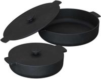 OFYR Braadpannenset Gietijzer Zwart Ø21 en Ø26 cm