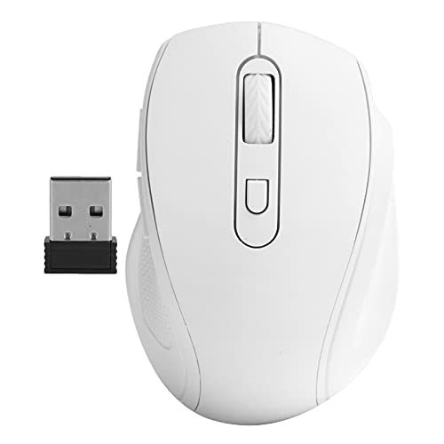 ciciglow Draadloze Muis, Stille Muis 2.4G Draagbare Mobiele Optische Kantoormuis met Nano-ontvanger Instelbare DPI voor Kantoor / Gaming Ergonomische Muizen Notebook Desktopcomputeraccessoires(wit)