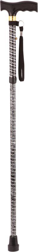 Aidapt - Opvouwbare wandelstok - Zwart met zilverkleur print