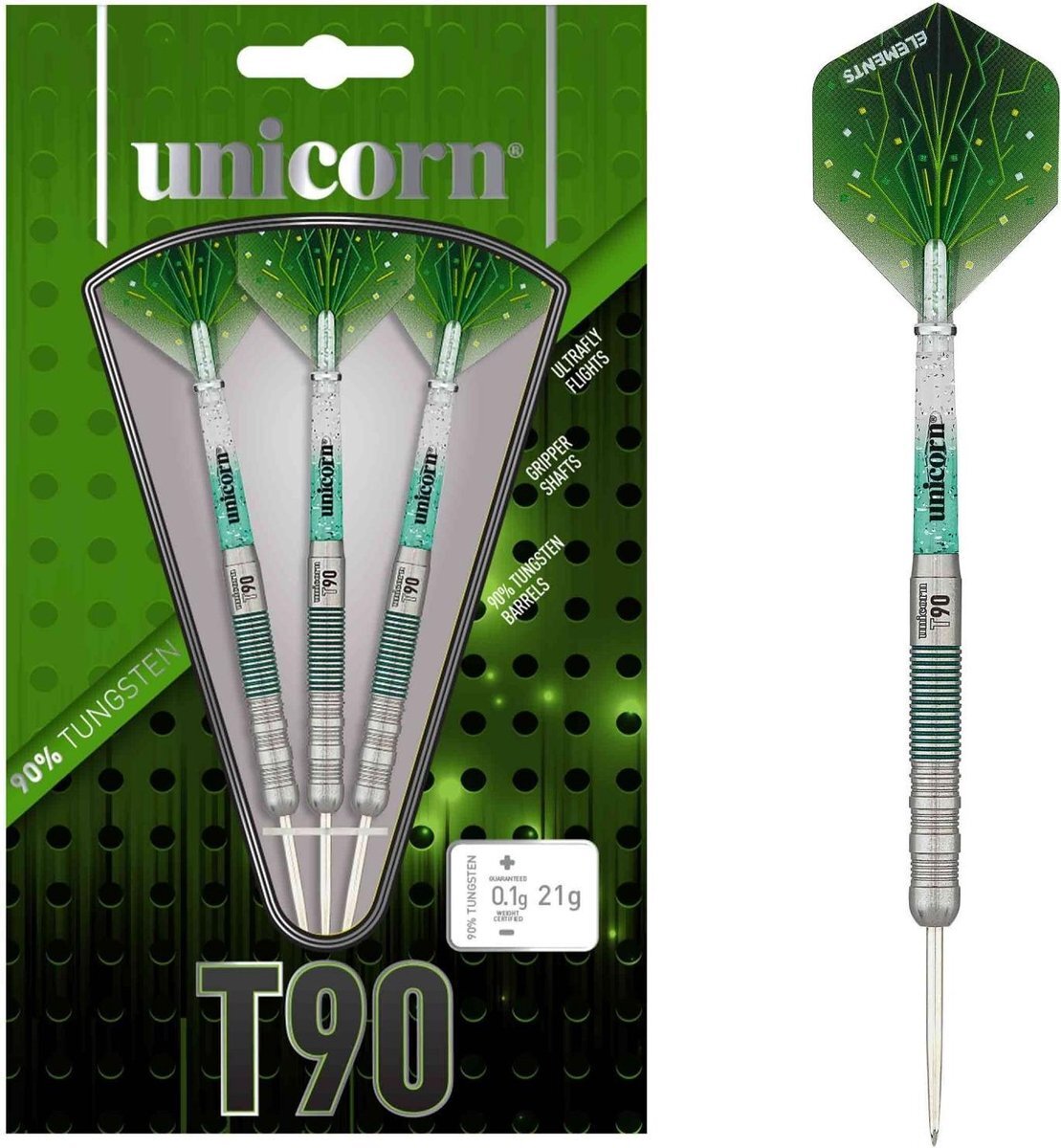 Unicorn Dartpijlen Core Xl T90 Steeltip 25g Tungsten Zilver