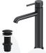 AM.PM Spike - Wastafelkraan hoog met push-open waste set - Waterbesparend - Messing - Zwart