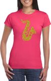 Bellatio Decorations Shoppartners Bv Gouden saxofoon t-shirt Roze Dames M