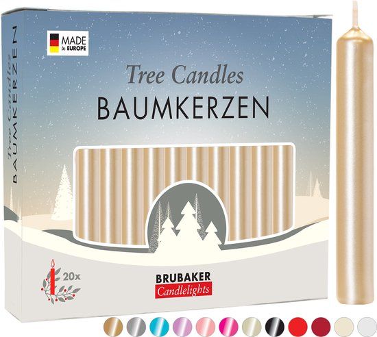 BRUBAKER 20 Stuks Boomkaarsen Licht Goud