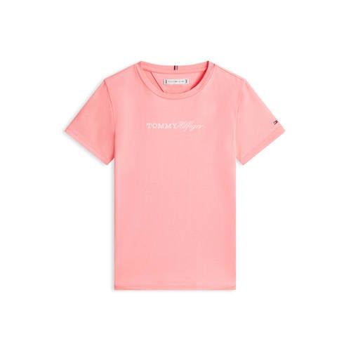 Tommy Hilfiger T-shirt roze Meisjes Katoen Ronde hals Logo - maat 152