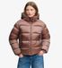 Superdry Hooded Shine Puffer Jas Dames M Nutmeg Spice Brown Sheen
