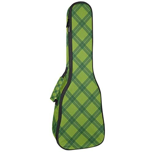 Mersov Tenor Ukulele Gigbag Waterdichte Ukelele Case Gewatteerde Rugzak, Geweldig voor Sopraan Concert (21/23/24") Groene Lijn Kruis Plaid Patroon Retro