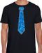 Bellatio Decorations Verkleed shirt heren - pailletten stropdas - blauw/zwart - XL