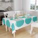 Bonamaison Tafelkleed, Anti-Mold, Sneldrogend, Waterdicht, 100% Polyester Tafellaken, Turkoois, wit, 140 x 160 Cm