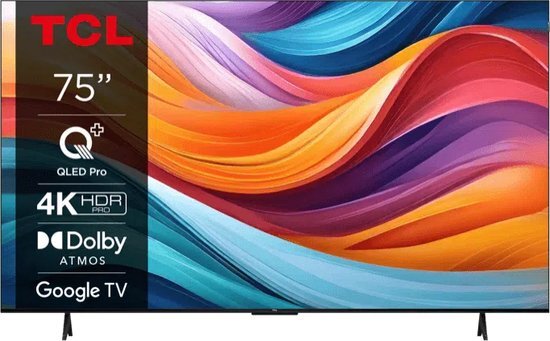 TCL T7B 75T7B tv 190,5 cm (75") 4K Ultra HD Smart TV Wifi Titanium 450 cd/m²