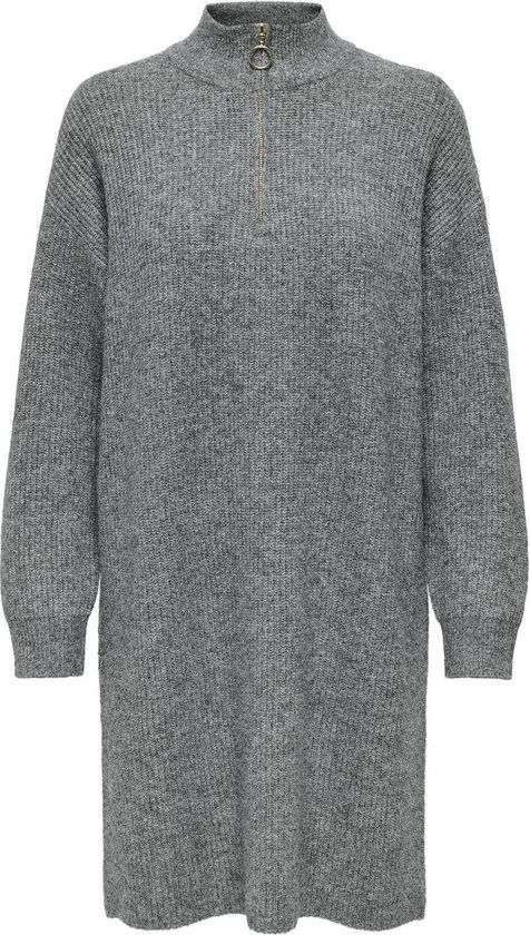 ONLY ONLTOKYO L/S ZIP DRESS KNT Women's Dress - Dark Grey Melange - Size XS