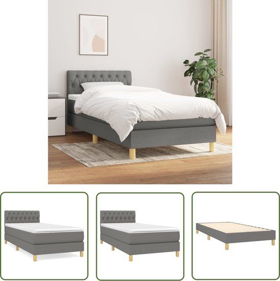 vidaXL Boxspring met matras fluweel donkergrijs 90x190 cm