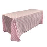 LA Linen Poly Geruit Rechthoekig Tafellaken, 90 bij 156-Inch, Roze/Wit