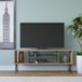 Hanah Home Stijlvolle tv-standaard met wandmontage-optie, eiken & antraciet, 120 x 25 x 46,6 cm, 100% melamine gecoat deeltjesbord, 18 mm dik, meerdere planken voor moderne woonruimtes