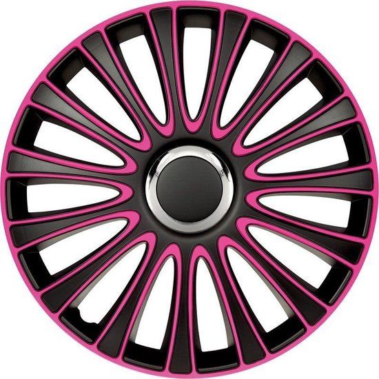 AutoStyle 4-Delige Wieldoppenset LeMans 15-inch Zwart/roze