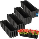 KOTARBAU® Balkonbak, Bloembak voor Balkon, Kunststof Balkonbak, 58 x 18 x 16 cm, Grijs, Balkon Plantenbak, Rechthoekig, Weerbestendige Plantenbak