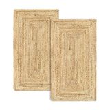 HAMID Alhambra Jute Tapijten, 2 stuks, natuurlijke kleur, 100% jutevezel, handgemaakt, woonkamertapijt, eetkamer, slaapkamer, hal, natuurlijke kleur (60 x 110 cm), 2 stuks