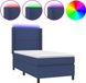 vidaXL Boxspring met Matras en LED Stof Blauw 90x200 cm