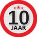 Bellatio Decorations 10 jaar leeftijd sticker - rond - Dia 9 cm - 10 jaar verjaardag - jubileum - leeftijd versiering