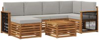 vidaXL Hoek loungeset 6-delig Naturel en lichtgrijs Acacia Hout