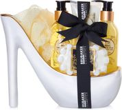 BRUBAKER Luxe Vanilla Spa Beautyset - 6 stuks. Badcadeauset in keramische Pump - wit goud