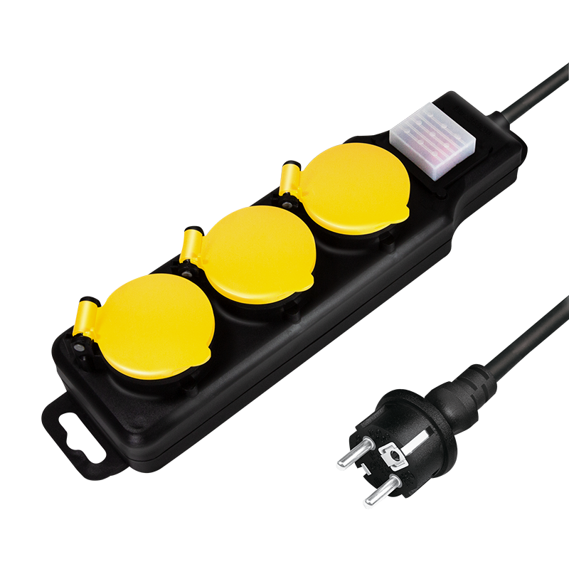 LogiLink LPS253 Stekkerdoos - 1.5m - Zwart/Geel - IP44 - 3680W