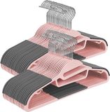 Songmics Kledinghangers Set van 50 met Anti-slip Coating, Roze + Donkergrijs