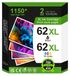 HP 62XL Cartouches d'encre, multipack de 2 pièces, noir et couleur, compatible