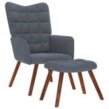 VidaXL Relaxstoel met kruk donkergrijs fluweel