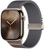 By Qubix - Nylon bandje met Parachute sluiting - Donkergrijs - Geschikt voor Apple Watch 44mm / 45mm / 46mm / 49mm