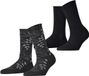 Esprit Frosted Garden 2 Pack sokken dames zwart - maat 35-38