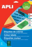 APLI Gekleurde etiketten ft 70 x 37 mm b x h blauw 480 stuks 24 per blad 1592