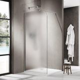 FortiFura Galeria Inloopdouche - 110x200cm - Mat Glas - Geborsteld RVS