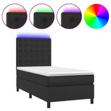 VidaXL Boxspringbed met matras en LED-verlichting, kunstleer, zwart, 120x200 cm