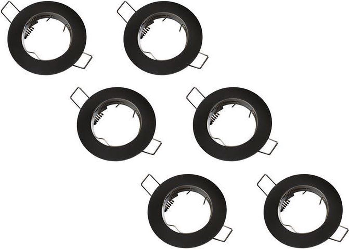 Groenovatie Inbouwspot - Rond - GU10 - Mat Zwart - 6-Pack